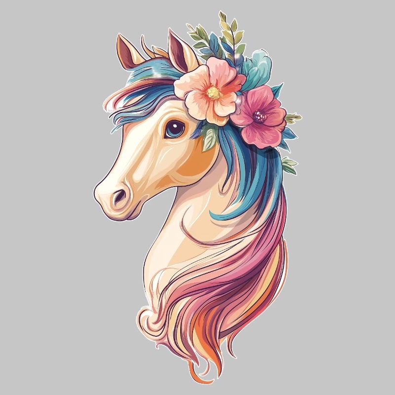 Cheval avec des fleurs