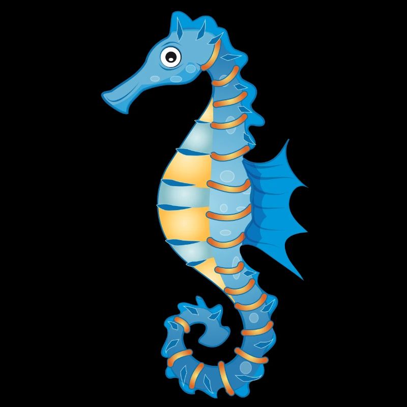 mignon hippocampe bleu dans le style comique