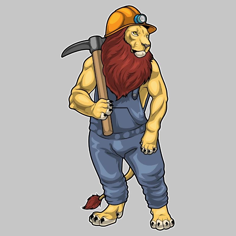 Lion Miner Pickaxe Mining