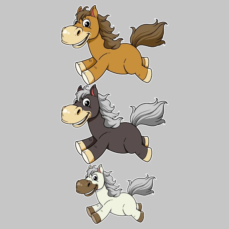 Three Galloping Horses Comic Design