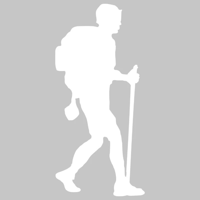 Hiker backpacker white