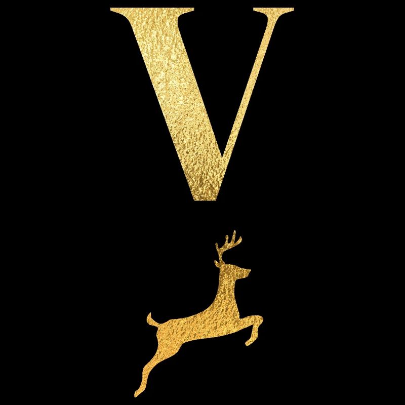 Buchstabe v goldener Hirsch - Geschenkidee