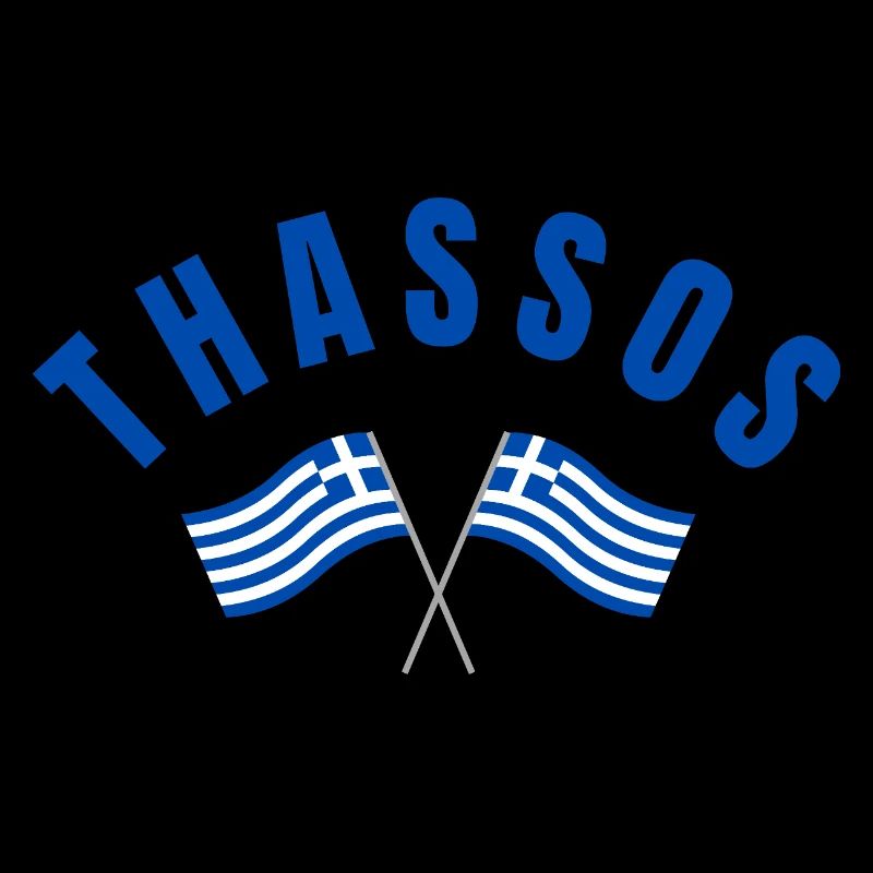 Thassos Drapeaux Grecs Croisés