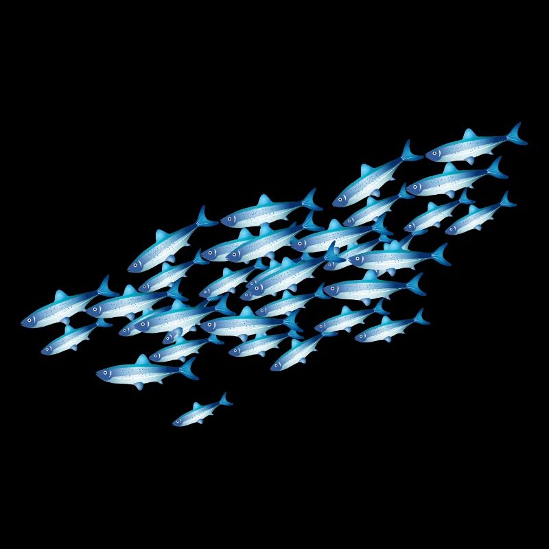 Bancs de poissons bleus brillants dans l’eau