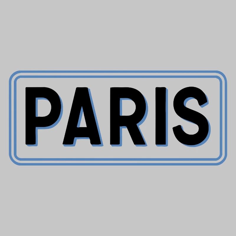 Paris in Linear Blue Silhouette
