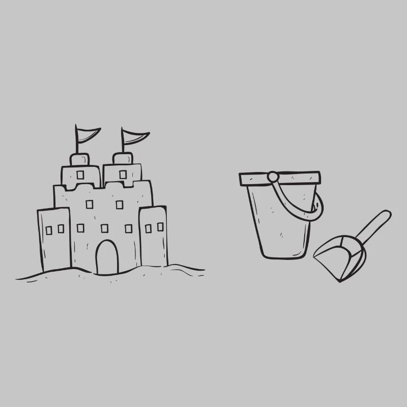 Château de sable Line Art Thème de la plage