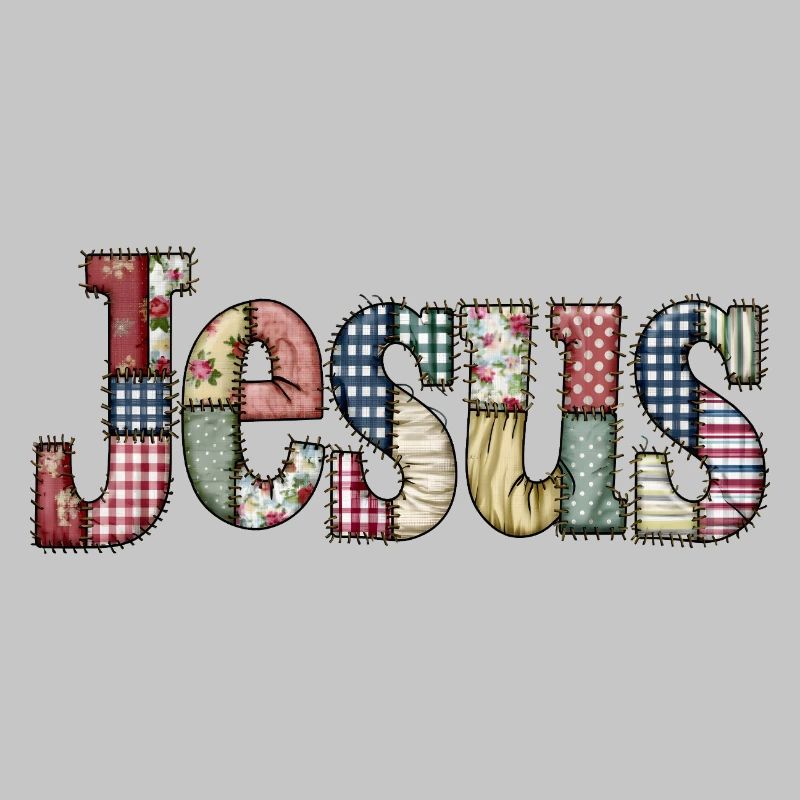 Patchwork Jesus Schriftzug