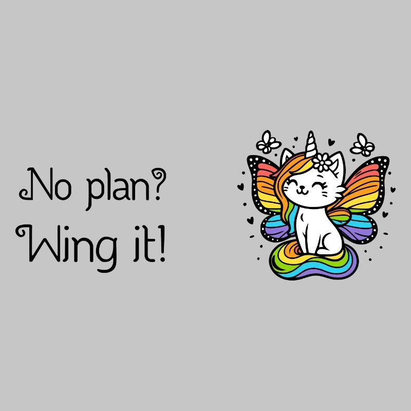 No plan? Wing it! Winged Unicorn Cat (colorful)