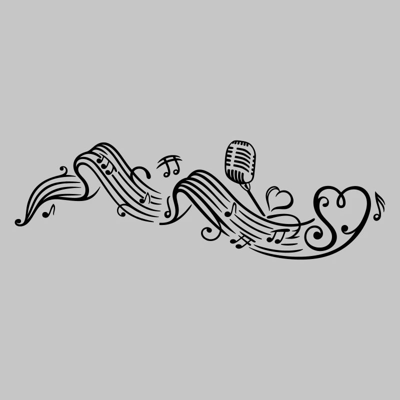 Notenblatt mit microphon, music, notes, clef