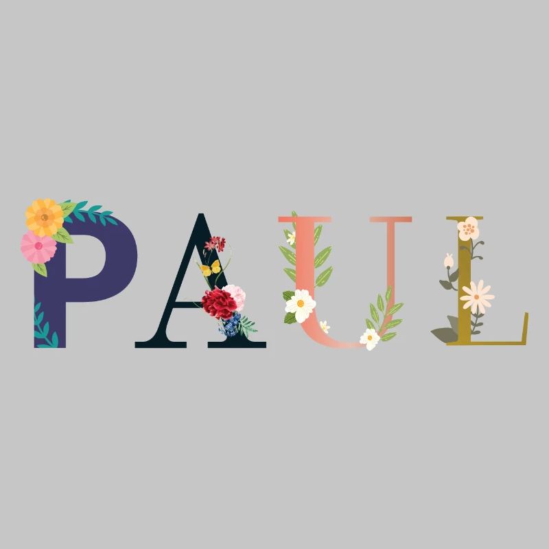 PAUL Name mit Blumen geschmückt