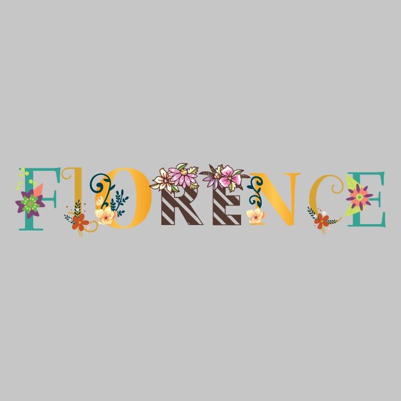 FLORENCE Nom Art Avec Fleurs Brodées