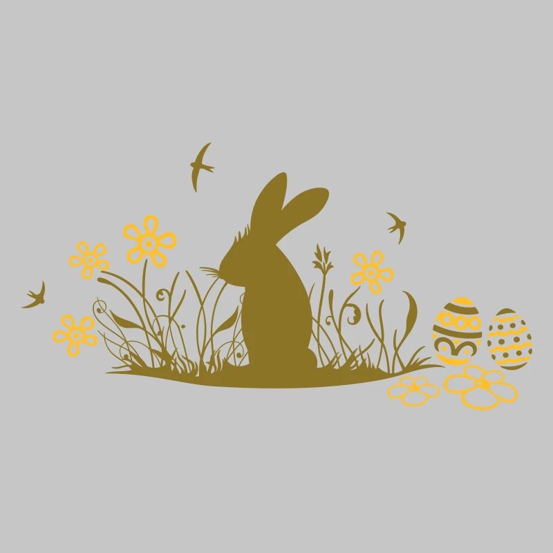 Easter bunny with Easter Eggs and flowers