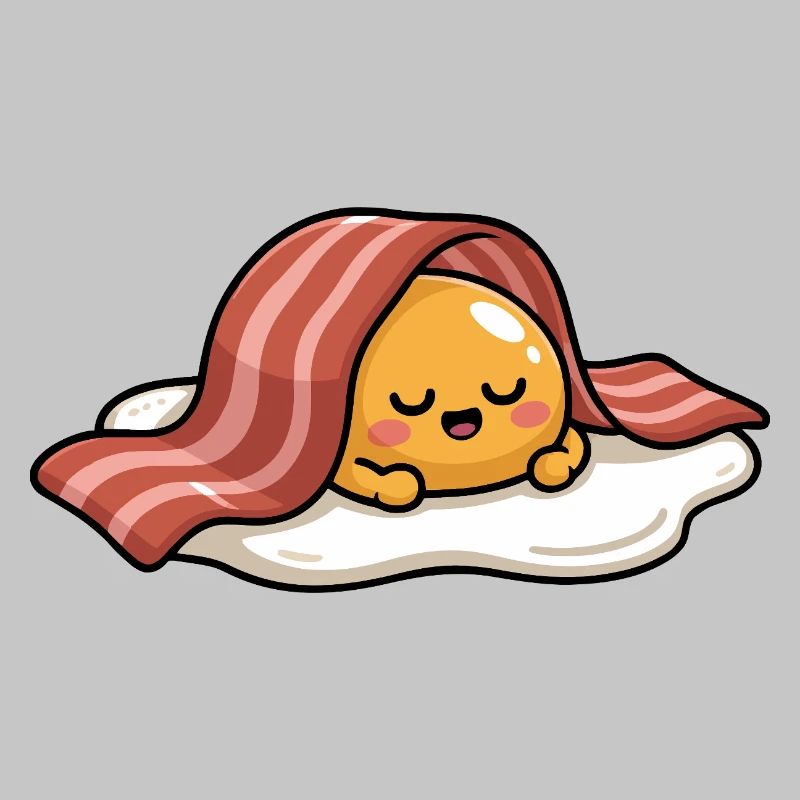Sleeping Egg with Bacon Cartoon
