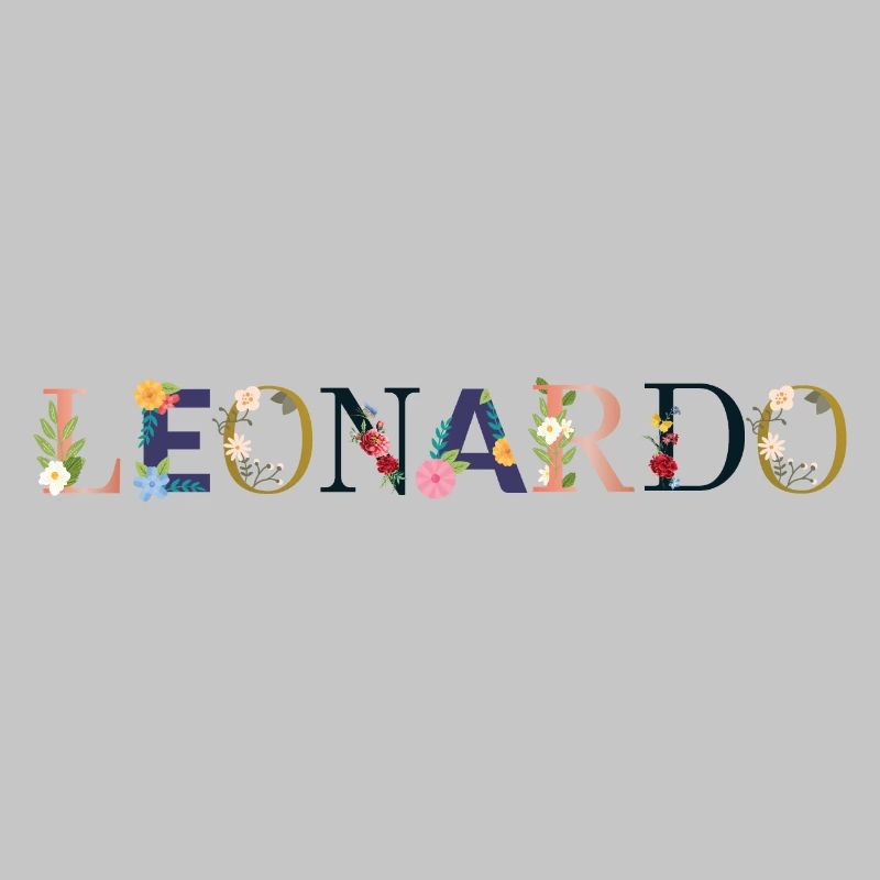 LEONARDO name decorated with flowers