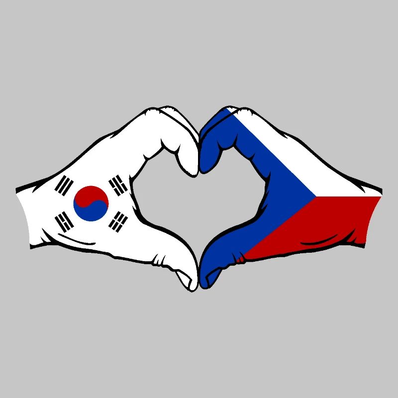 Corée du Sud République tchèque drapeau mains forme coeur