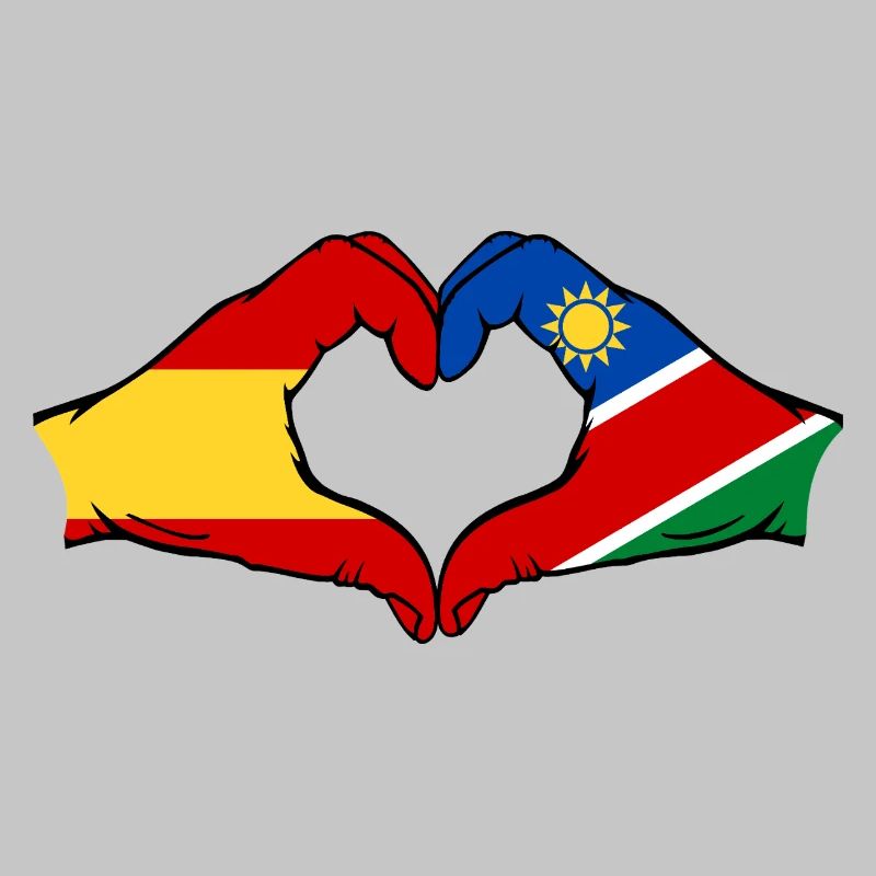 Spanien Namibia Flagge Hände Herzform