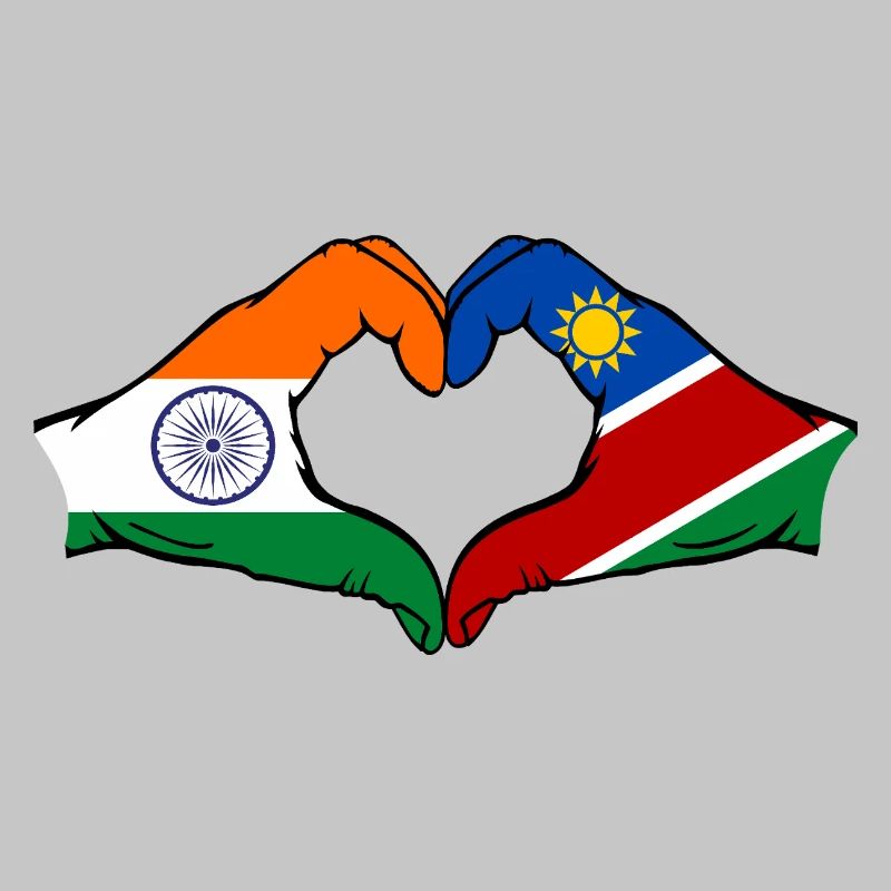 India Namibia Flag Hands Heart Shape