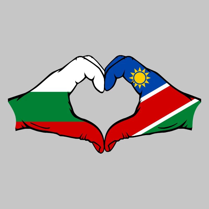 Bulgaria Namibia flag hands heart shape