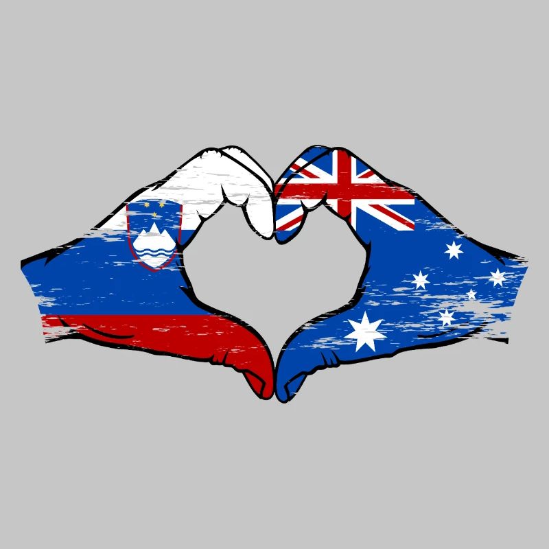 Australia Slovenia flags hands used