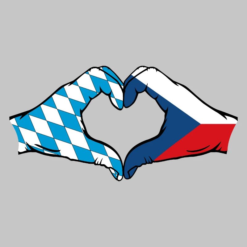 Bavière, République tchèque, Drapeau, Mains, Forme de coeur