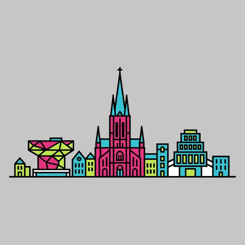 Antwerpener Stadtskyline-Kathedrale Moderne Linienkunst