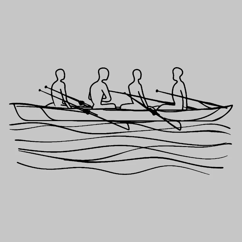 Rudermannschaft Line Art