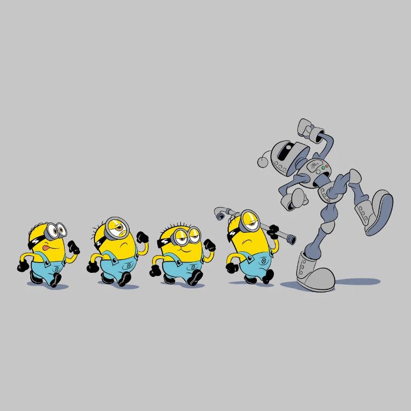 Minions En Rang Avec Robot