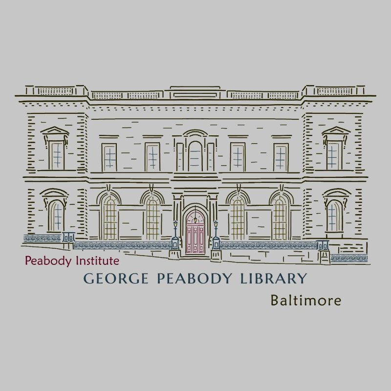 Baltimore, dessin à la main Bibliothèque George Peabody