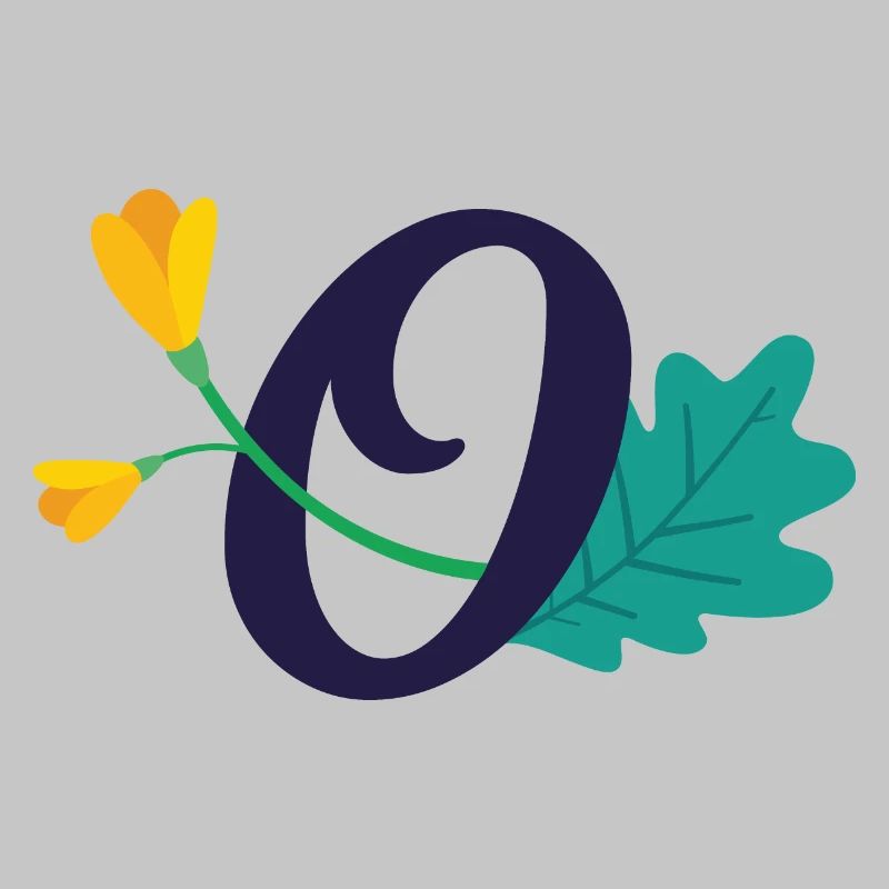 Eleganter Buchstabe 'O' mit Blumen