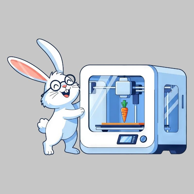 Funny Rabbit Nerd Programmeur Imprimante 3D