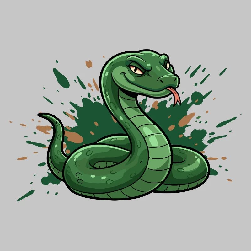 Serpent de dessin animé vert avec éclaboussures