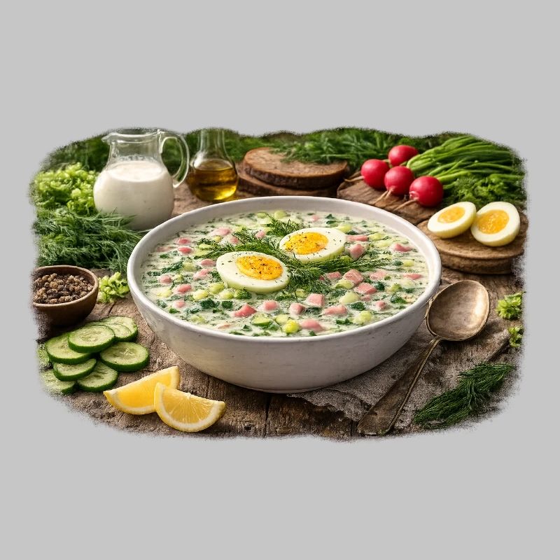 Sahnige Gemüse-Eier-Suppe Okroschka