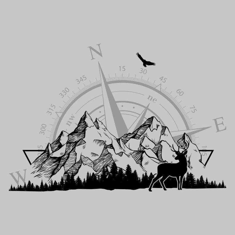 Compass Rose Minimalist Navy Grey