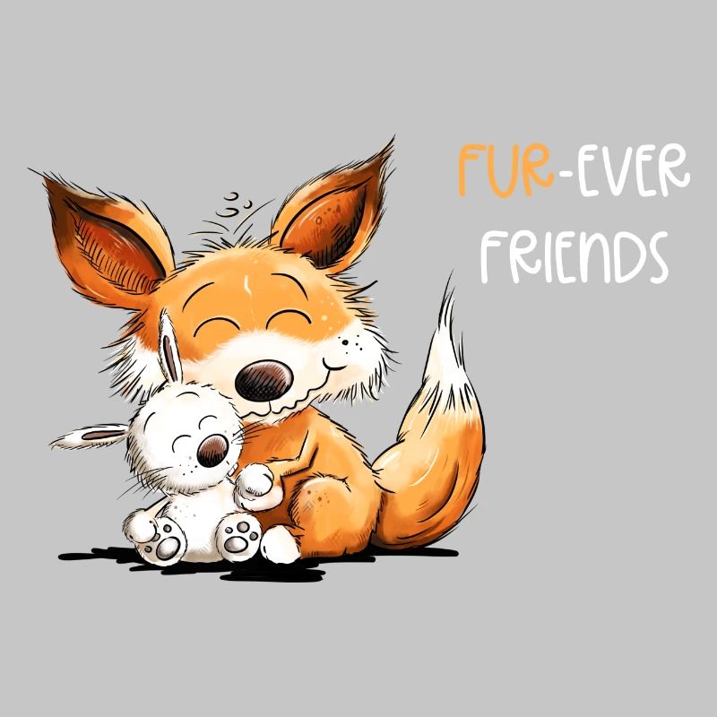 Fox with Rabbit Friendship Saying