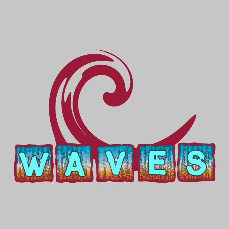 Abstract ocean wave art - surfer design