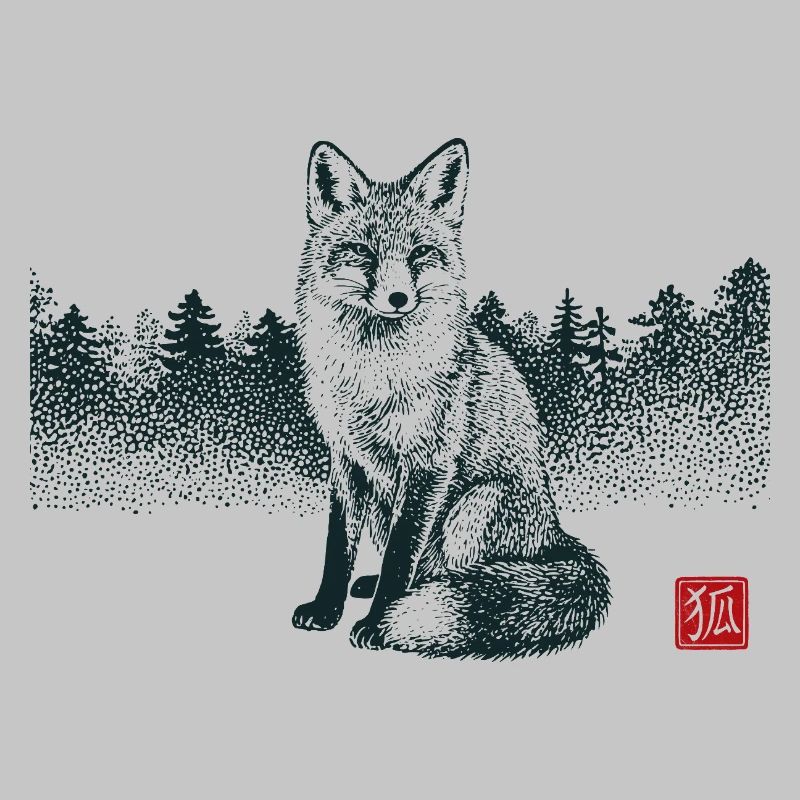 Kitsune Fox with Hanko Stamp