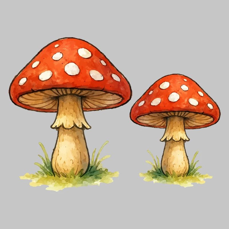 Red toadstools in the grass
