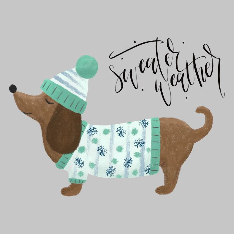 Dackel mit Pullover und Mütze - Sweater Weather
