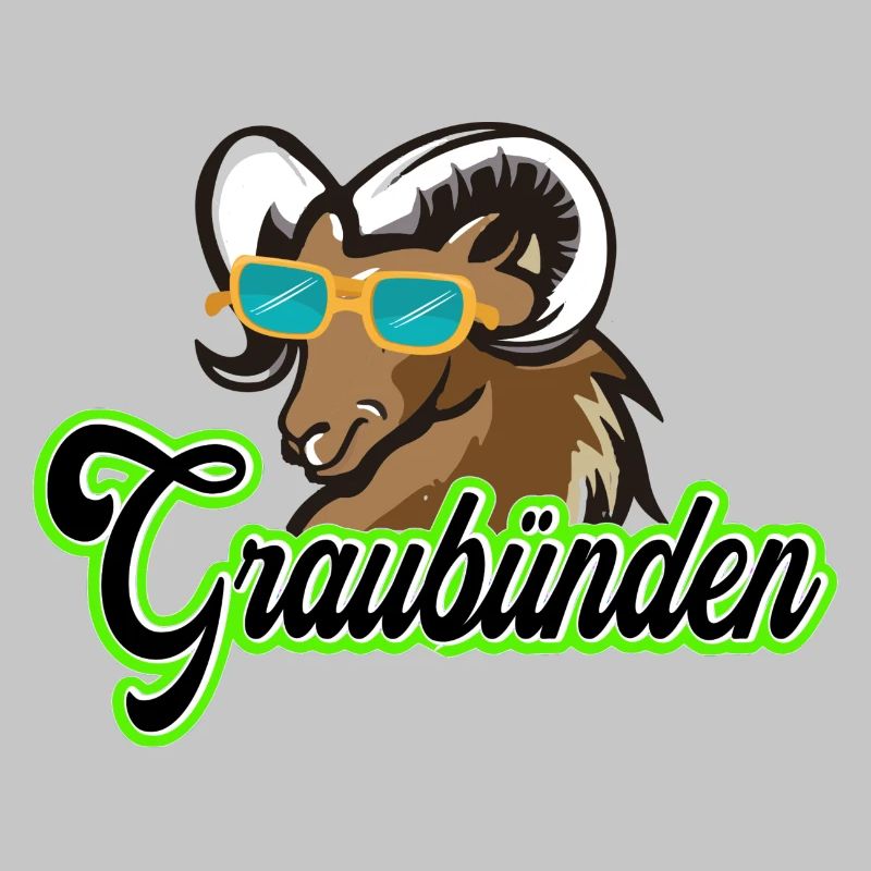 Graubünden Steinbock mit Sonnenbrille