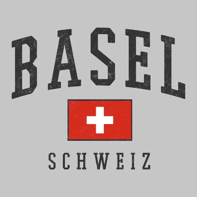 Basel Schweiz Design mit Flagge 