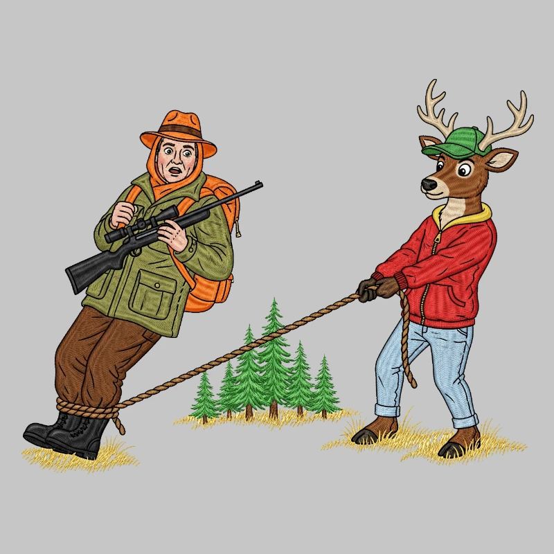 Forest Tug Duo: Hunter & Deer