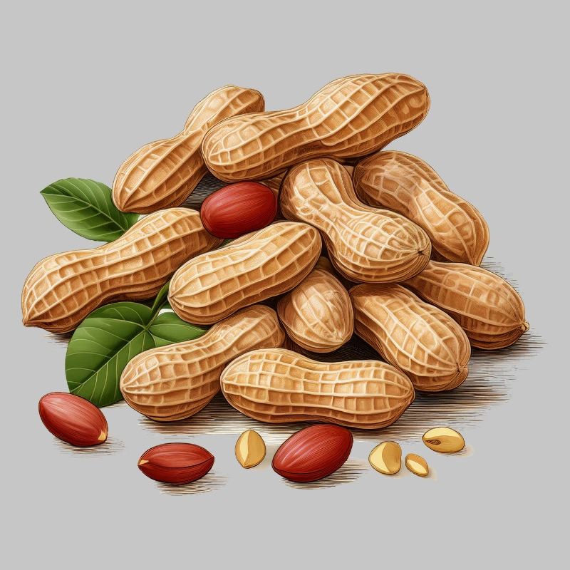 Roasted peanuts with leaf detail