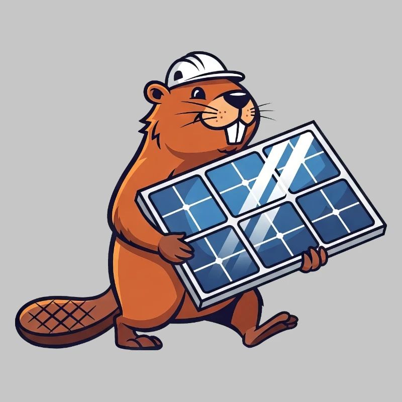 Beaver Installer Solar Panel Engineer Cartoon