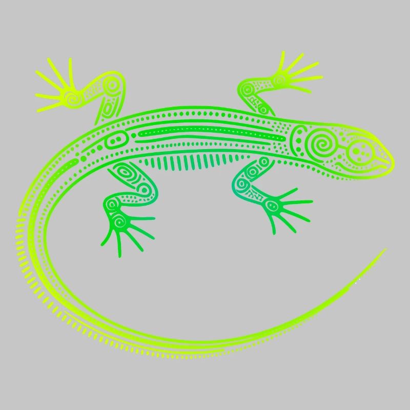 Lizard Aboriginal motifs, tribal gradient green yellow