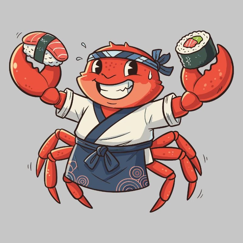 Chef sushi crabe avec coiffe
