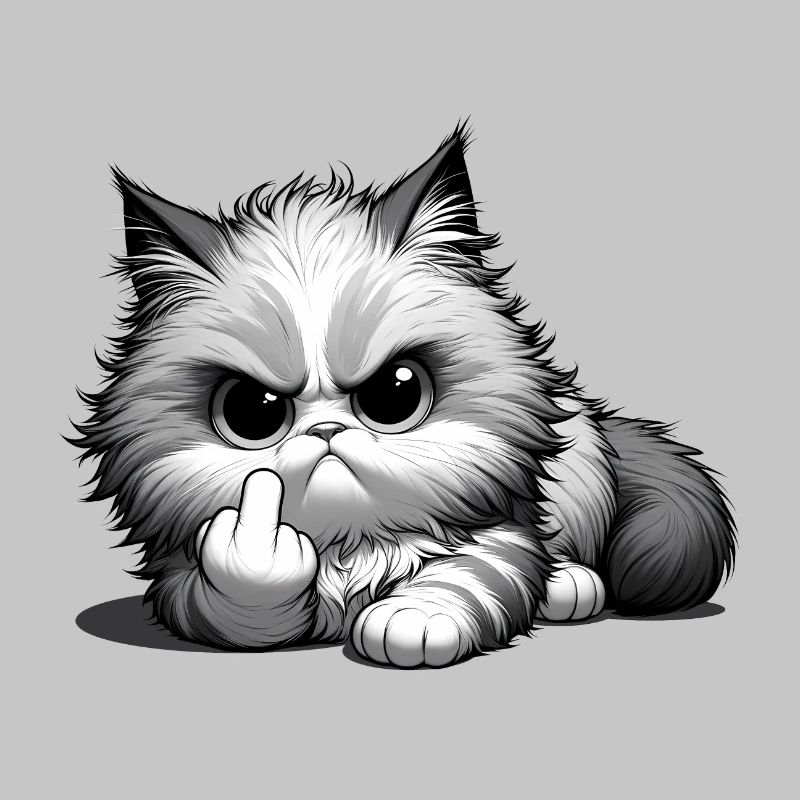 Grumpy Katze mit frechem Mittelfinger