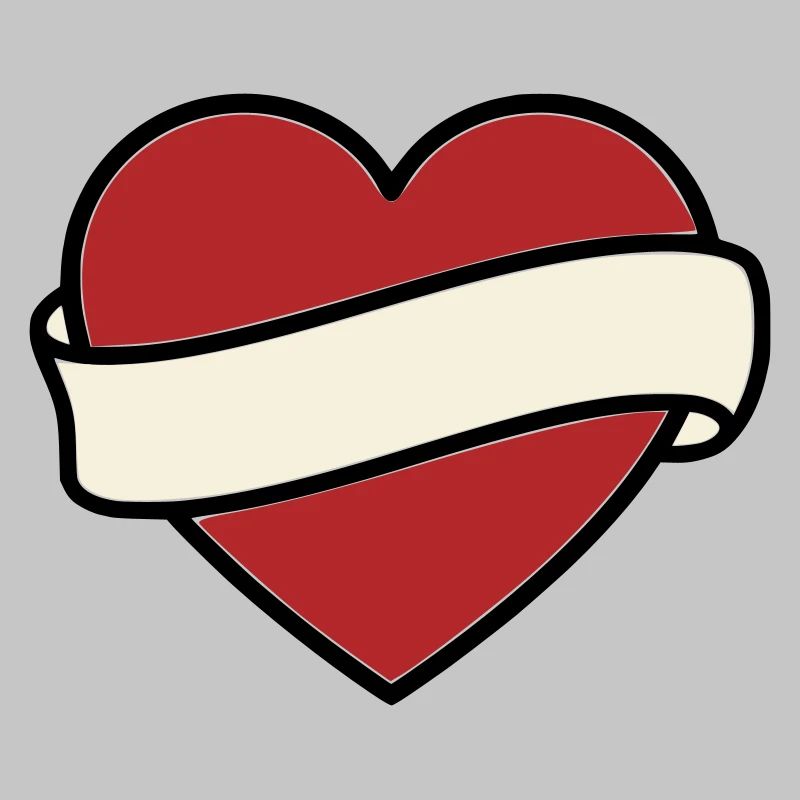Tattoo Heart Banner Scroll Vector