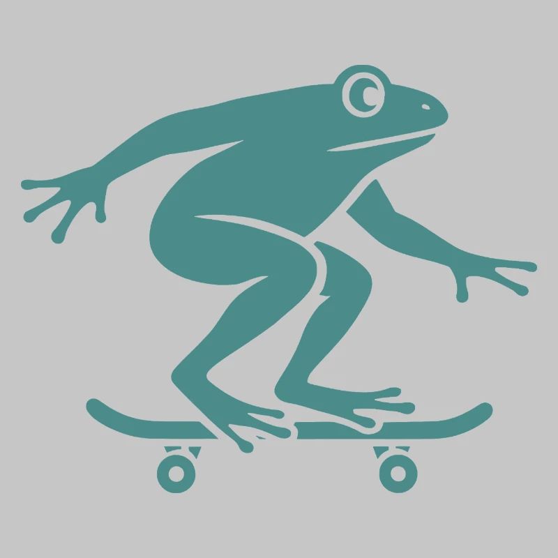 Minimalist Frog Toad Toad Skateboarder