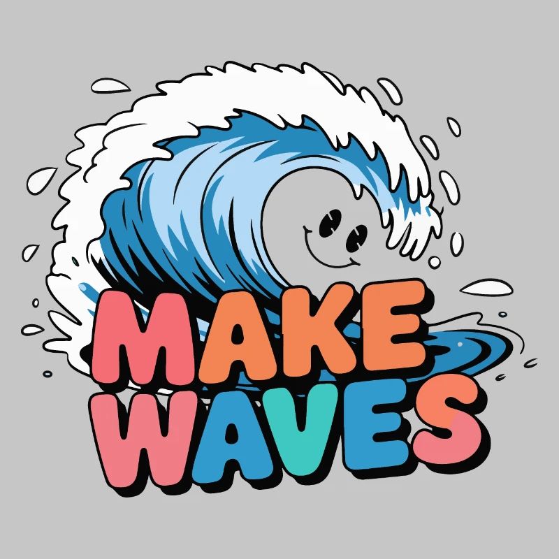 Lebendige Surfwelle mit Make Waves-Text