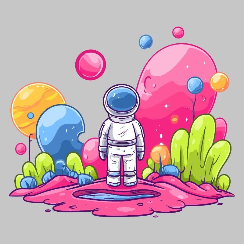 Astronaute dans l’espace rose